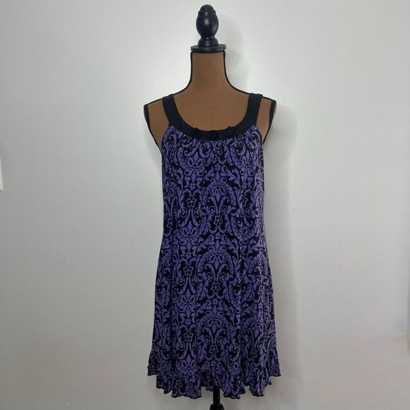Studio Donatella Purple & Black Floral Print Chemise Nightgown, Women’s Medium - Picture 10 of 11